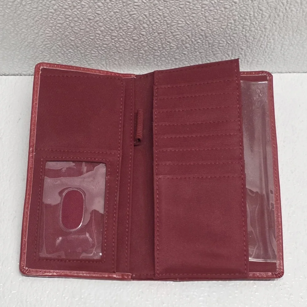 Fossil Red Leather Multicolor Patchwork Wallet Vintage
